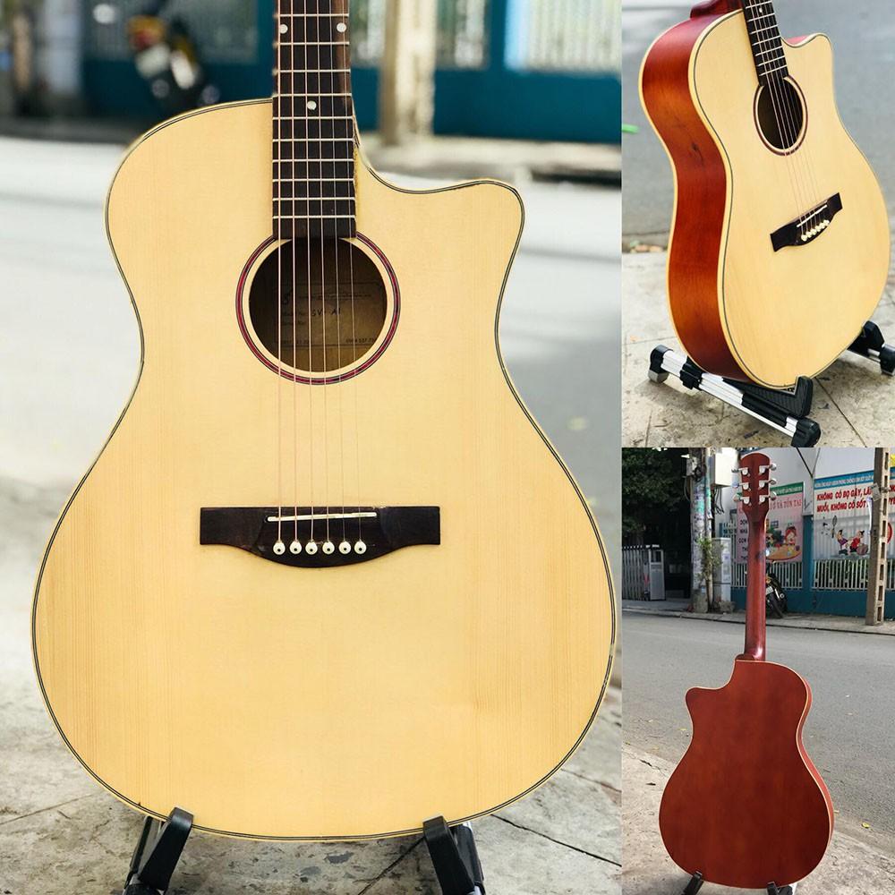 Đàn tập chơi - Guitar acoustic SVA1 - Đàn 6 phụ kiện, có bao da - Có ty chống cong giúp chơi lâu năm