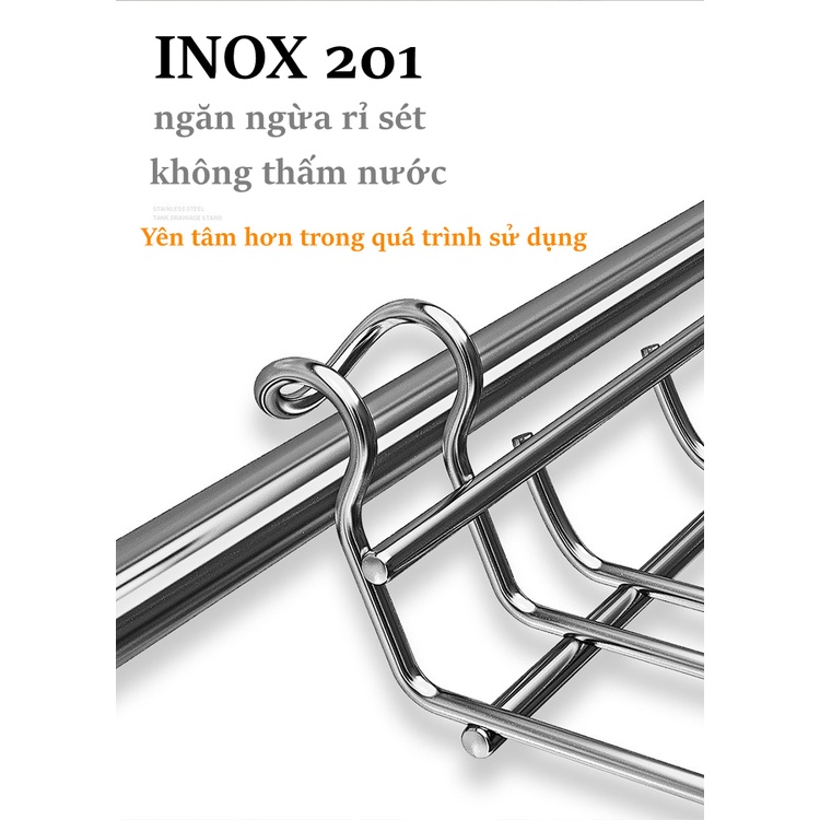 Kệ Inox Để Chén Đĩa Trên Bồn Rửa Chống Han Gỉ Róc Nước Sạch Sẽ Tiện Lợi VANDO