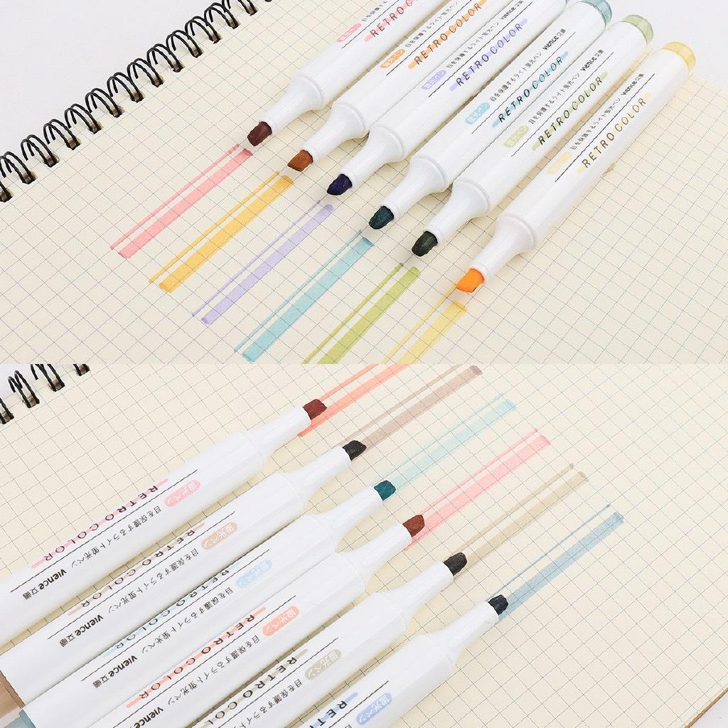 Bút dạ quang 6 màu highlight, bút đánh dấu nhớ dòng cute nhiều màu marker dễ thương
