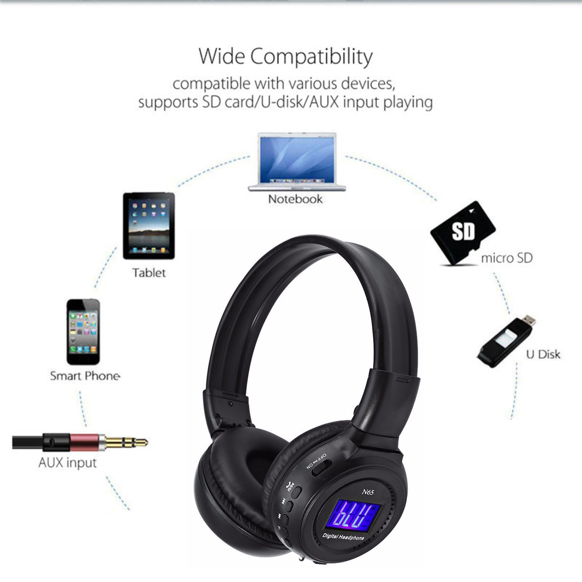 Tai nghe bluetooth chụp tai N65BT âm thanh cực đỉnh thời gian chơi nhạc cực lấu headphone gamming gamer (Giao màu ngẫu nhiên)