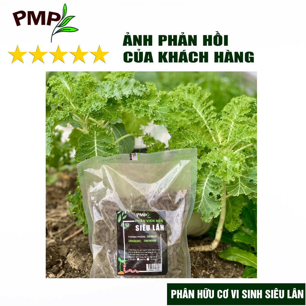 Phân tan chậm vi sinh siêu lân PMP bón cho hoa hồng, cây cảnh, rau sạch dạng viên nén 2kg