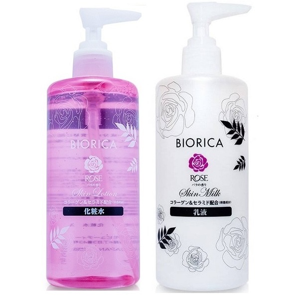 Bộ mỹ phẩm trắng da dưỡng da mềm mịn Biorica Rose Nhật Bản Chính hãng (300ml/lọ) (NƯỚC HOA HỒNG+ SỮA DƯỠNG)