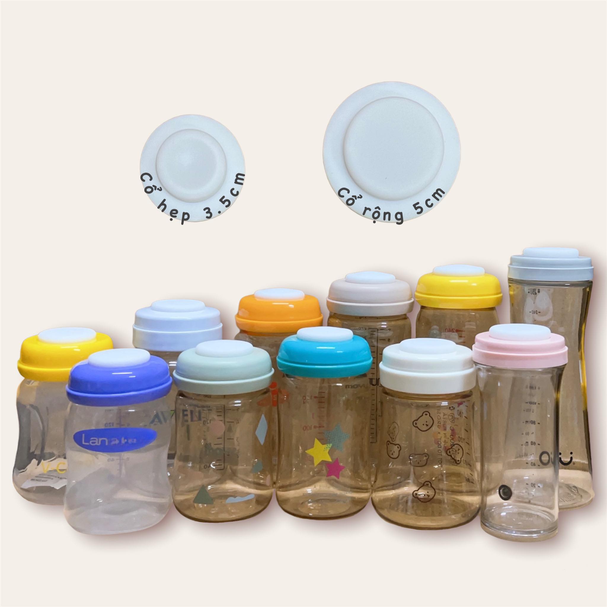 Nắp chặn bình sữa dùng cho bình sữa cổ rộng, bình sữa cổ hẹp chất liệu silicone P20