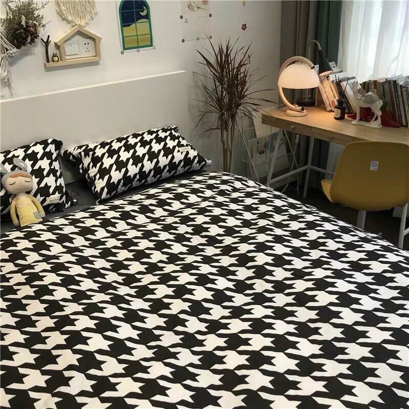 Set Cotton Poly Hàng Nhập Khẩu Cao Cấp 4 Món Kẻ Sang Trọng