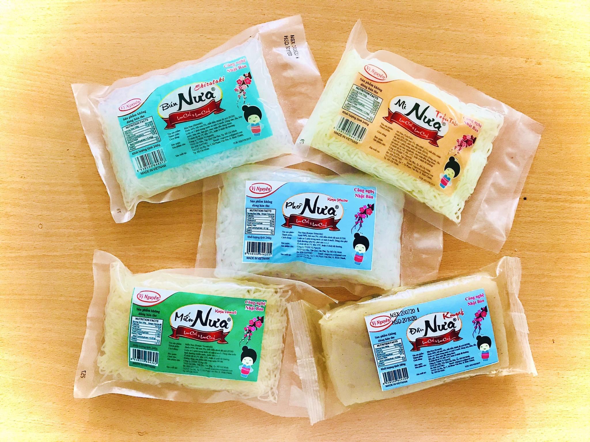 Combo 5 Gói Mix Bún Nưa Mì Nưa Phở Nưa Miến Nưa Cơm Nưa Vị Nguyên 240Gram