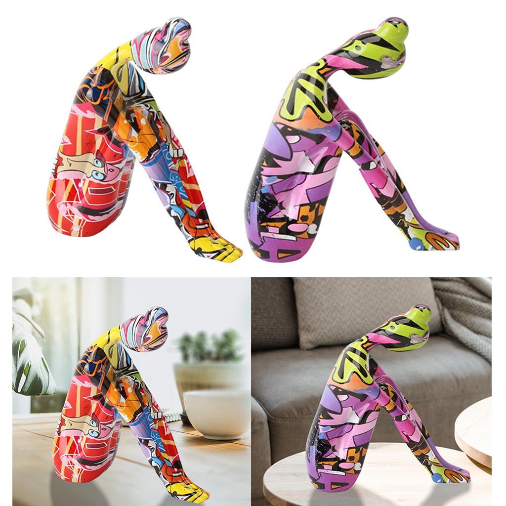 2Pcs Figurine Sculpture Statue Bedroom TV Stand Decorative