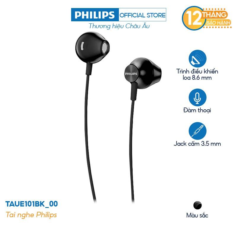 Tai nghe Philips TAUE101BK/00, màu đen, có mic, Chính hãng phân phối