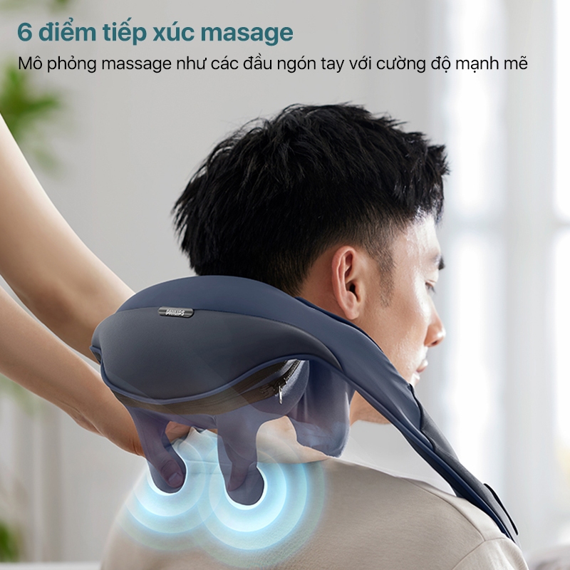 Máy Massage Cổ Vai Gáy PHILIPS PPM3522 - Mô Phỏng Massage Như Các Đầu Ngón Tay, 6 điểm tiếp xúc ôm sát vùng vai cổ - Hàng chính hãng