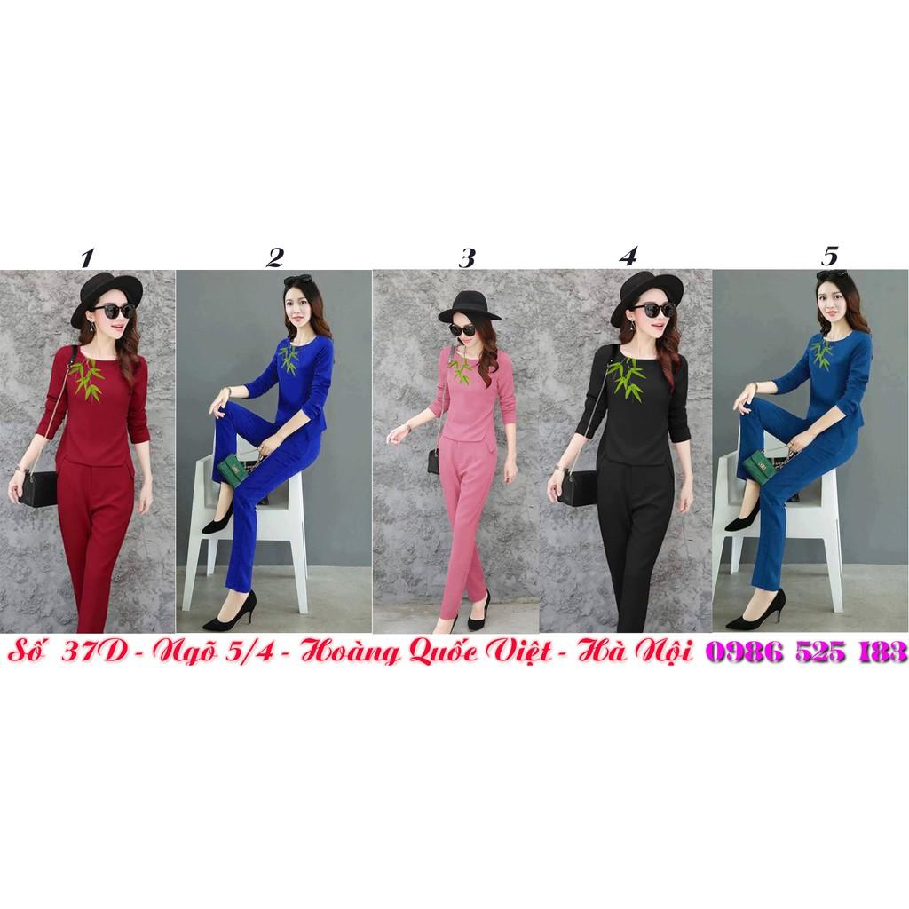 BỘ ĐỒ THÊU HỌA TIẾT LÁ TRÚC BD01 CAO CẤP