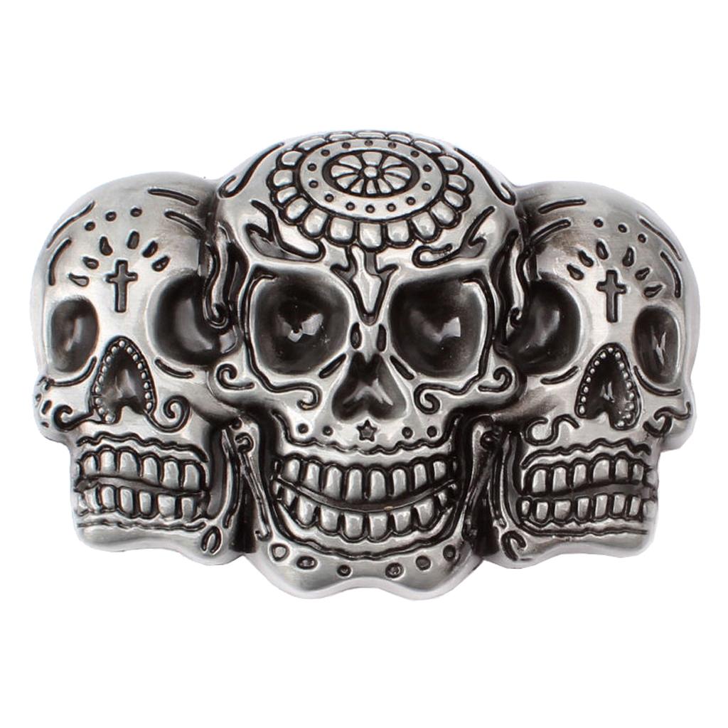 Punk Skull Belt Buckle Antique Silver 3D Skull Head Gothic Motorcycle Biker