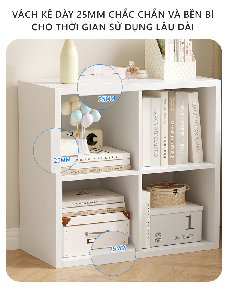 Kệ sách 8 hộc đựng đồ lớn gỗ mdf dày 25mm cao cấp  decor phong cách minimalism thương hiệu IGA  - GA33
