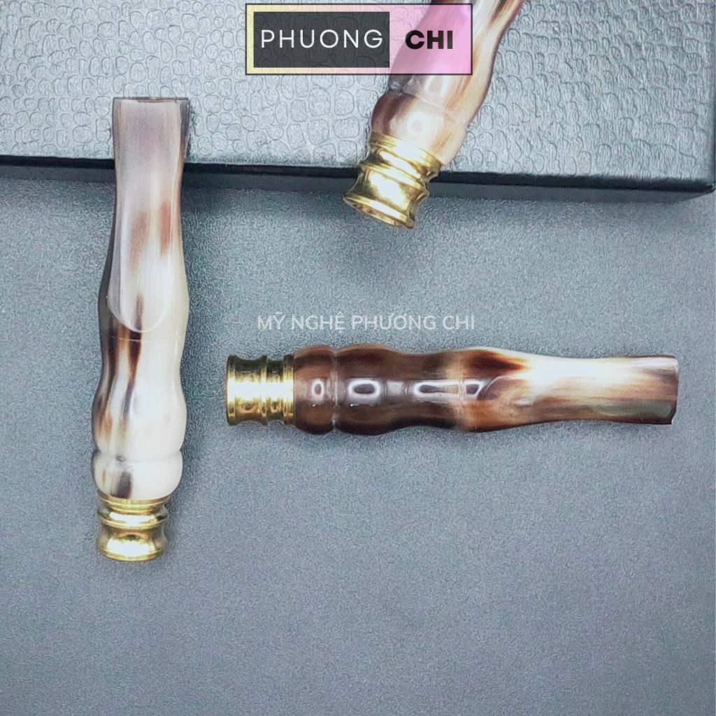 Tẩu Hút Thuốc_lá bằng sừng kết nối đầu đồng có thể tháo ra vệ sinh | Mỹ Nghệ Phương Chi