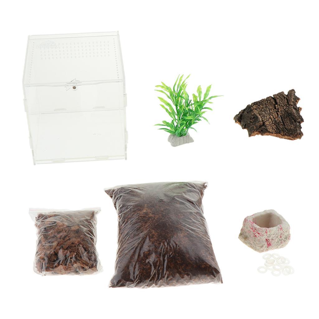 Reptiles Amphibians Habitat Terrarium Vivarium Tank Breeding Box Bark
