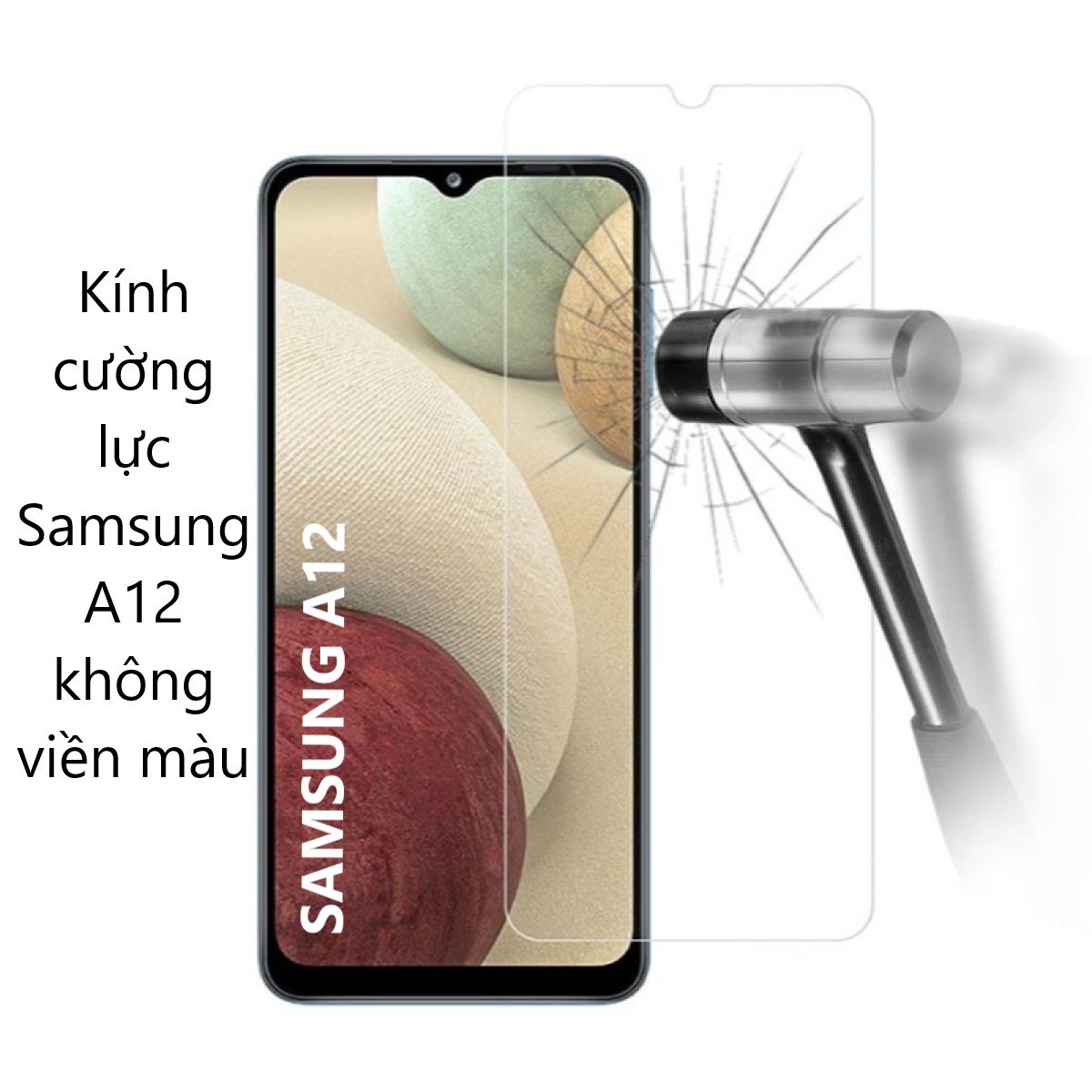 Kính cường lực cho Samsung A12 A13 A14 A22 A23 A24 A31 A32 A33 A34 A51 A52 A53 A54 A71 A72 A73 5G 4G không viền màu