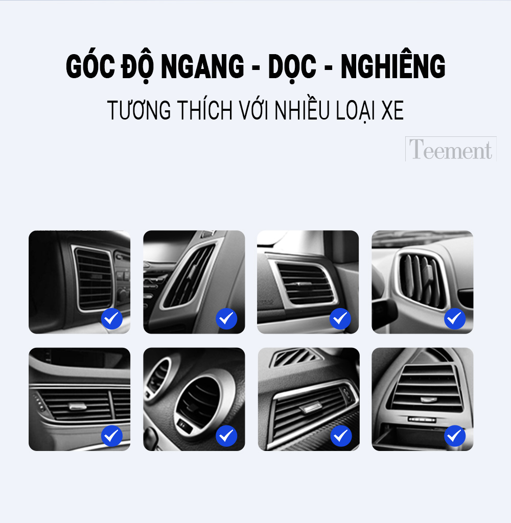 Giá Đỡ Điện Thoại Xe Hơi Ô Tô Teement TM01 Chất Liệu Hợp Kim Nhôm Cao Cấp - Nút Ấn Thông Minh - Xoay Chuyển 360 Độ - Kẹp Cánh Thông Gió Điều Hòa - Mini Nhỏ Gọn Tiện Lợi - Hàng Chính Hãng