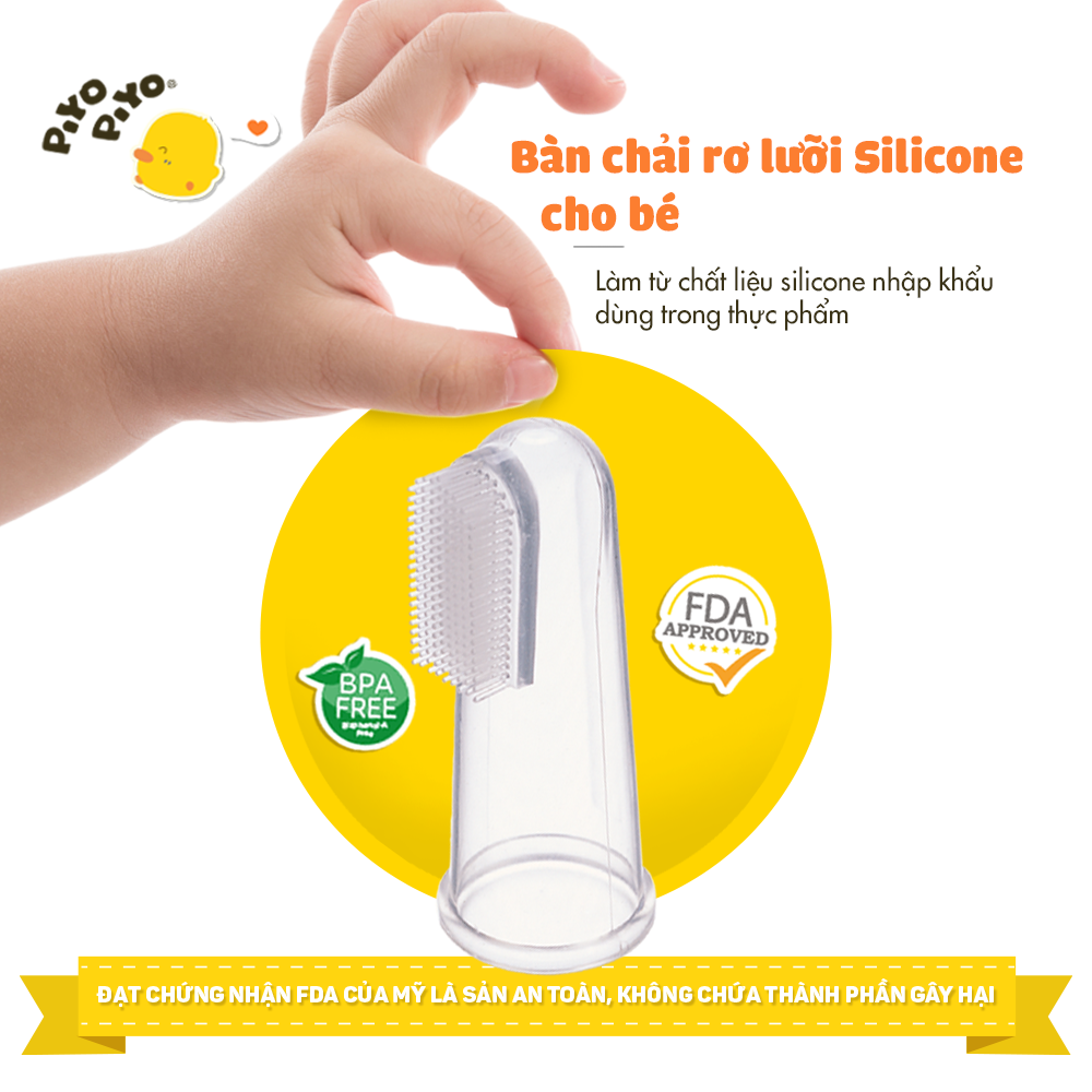 Bàn chải rơ lưỡi cho bé 6 tháng tuổi trở lên Piyo Piyo, chất liệu silicone mềm mại