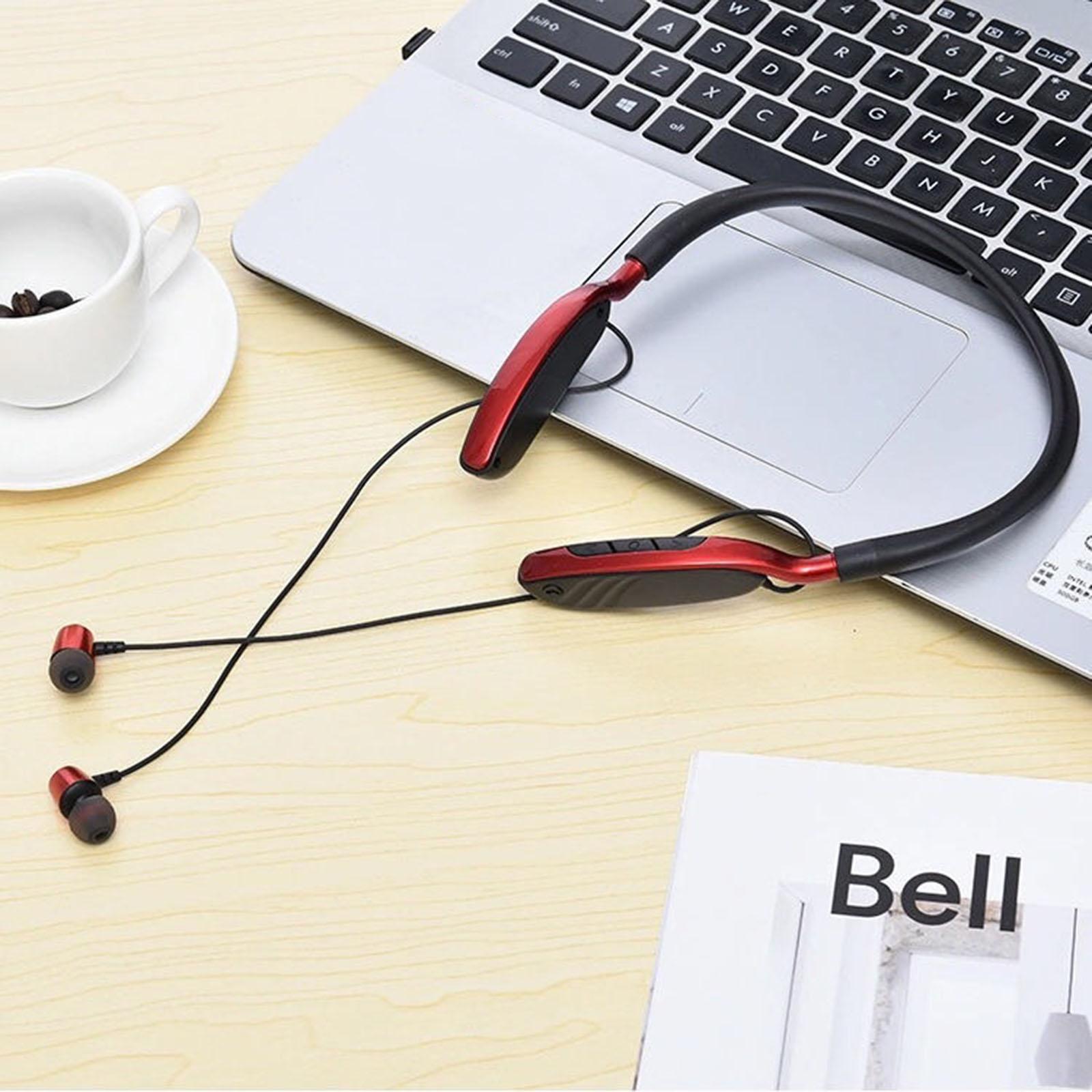 Bluetooth Headphones, V5.0 Wireless Neckband Headphones for Online Teaching, Headset Noise Cancelling with Mic