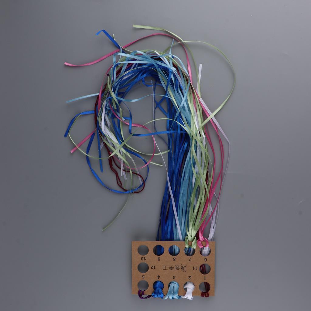 Ribbon Embroidery Cross Stitch Kits Handmade Blue Daisy Pattern Home Decor