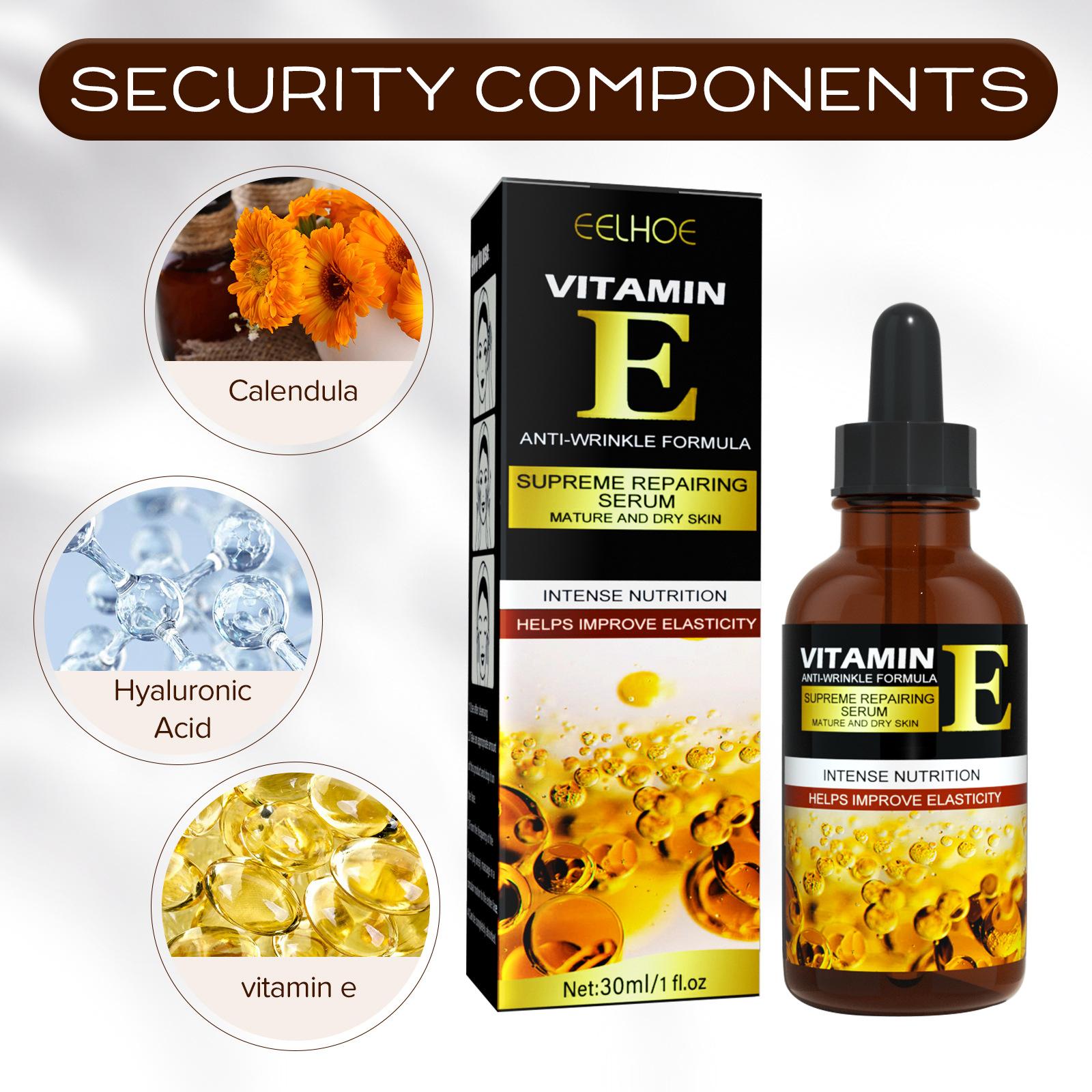 EELHOE 30ml Vitamin E Serum Brightens Skin Tone Hydrates Moisturizes Nourishes Lightens Spots and Wrinkles Serum