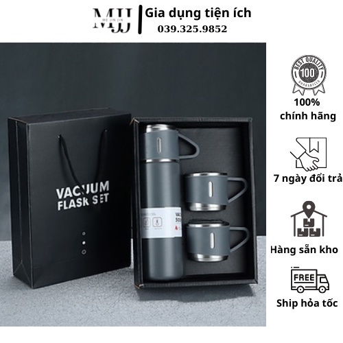 Bình Giữ Nhiệt INOX 304 - 500ml Tặng Kèm 2 Cốc Sang Trọng Chắc Chắn Chất Lượng Cao