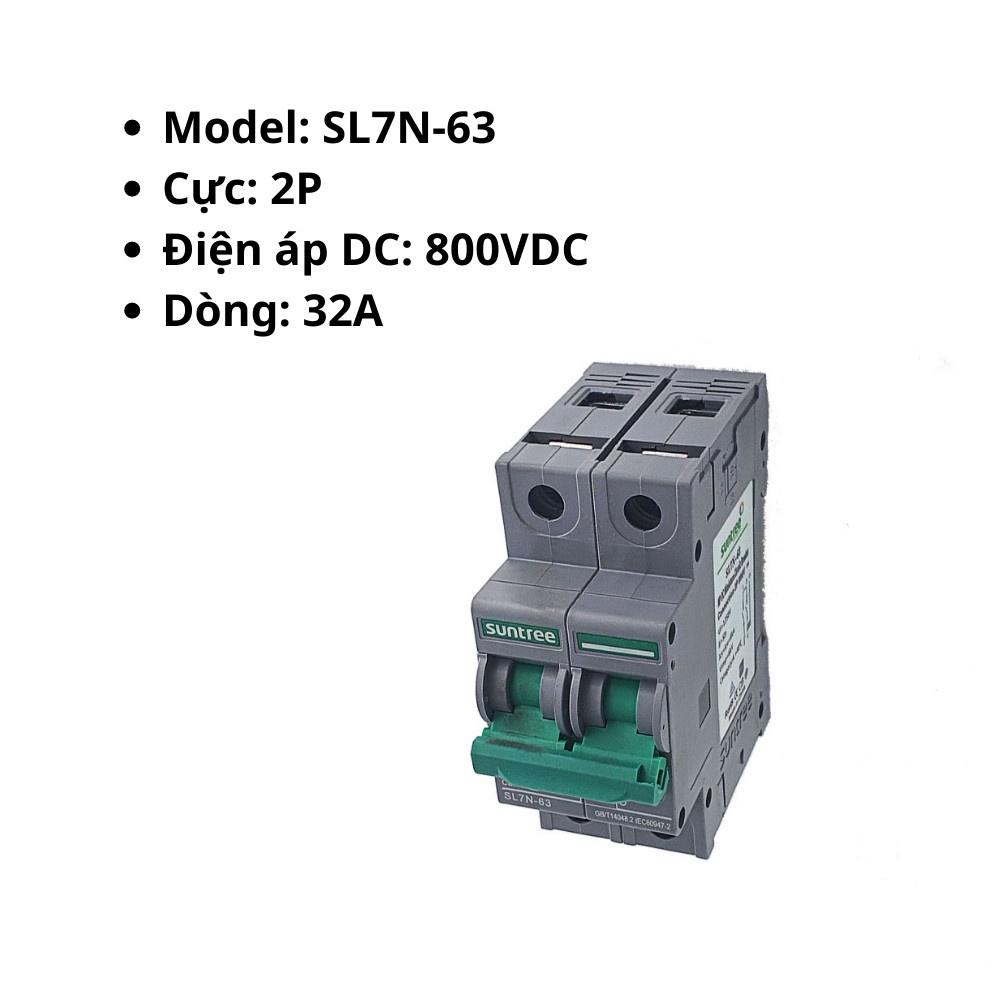 Thiết bị đóng cắt MCB DC 32A 800V 2P Suntree | SL7N-63