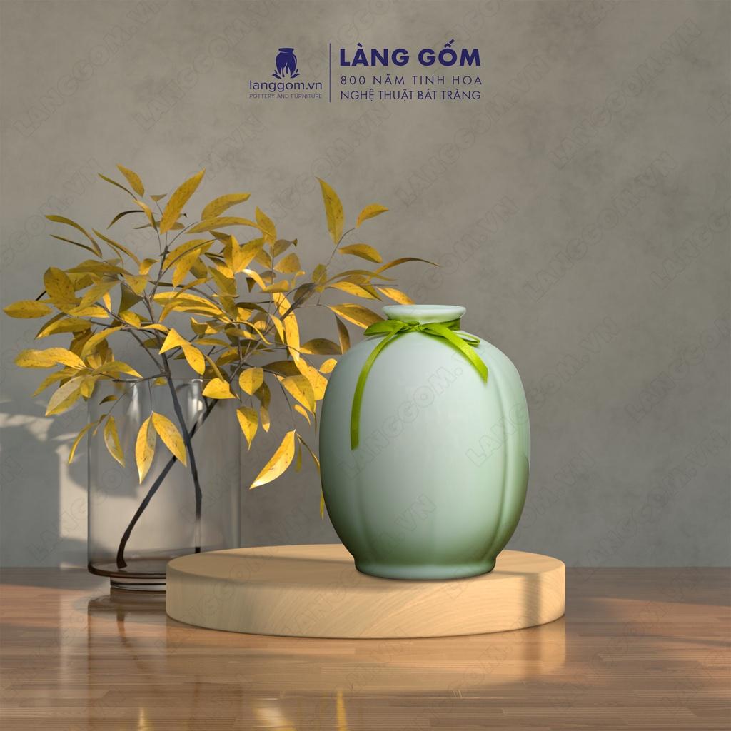 Bình hoa, lọ hoa Gốm sứ Bát Tràng cao cấp Men ngọc quả dưa bé dùng làm quà tặng, trang trí - Làng Gốm Bát Tràng