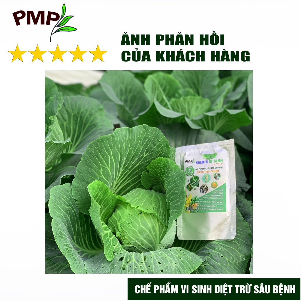 Chế phẩm vi sinh Biomic PMP diệt sâu xanh, sâu tơ, trĩ, nhện đỏ, rệp, sùng đất, tuyến trùng cho rau sạch, hoa, cây cảnh