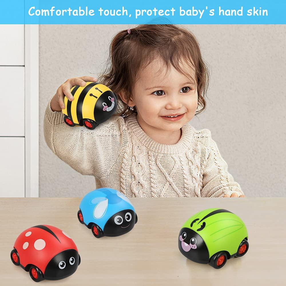 Kéo đồ chơi ô tô cho trẻ sơ sinh, bộ 4 chiếc xe đồ chơi trẻ em, đồ chơi ô tô thu nhỏ với mẫu côn trùng dễ thương cho lứa tuổi 1 2 3 4 cô gái, chàng trai