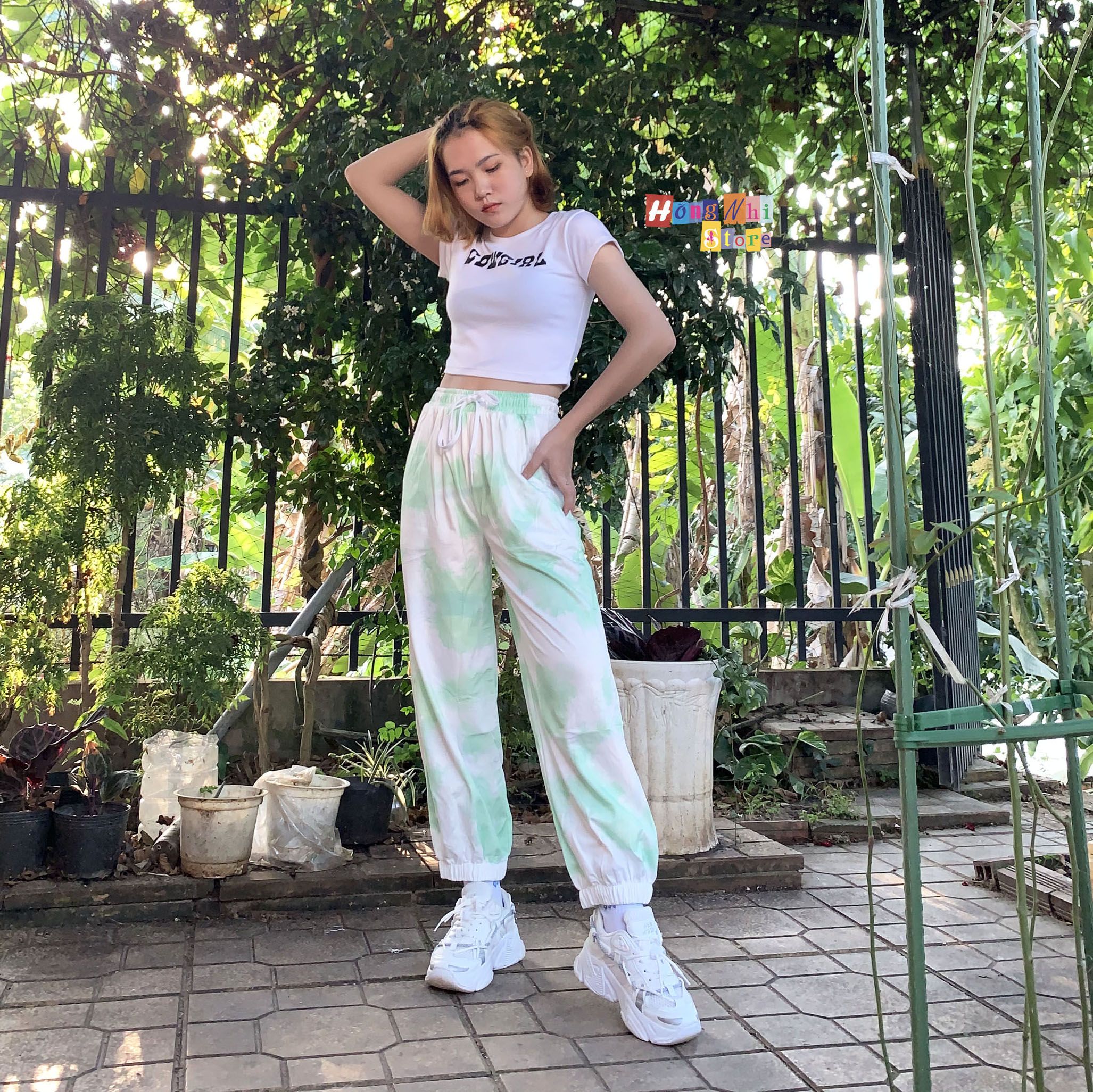 Quần Jogger Lưng Thun Loang Màu Dài Bo Lai Dáng Rộng Xanh Lá - Jogger 3D Long Basic Pant Unisex - MM - L