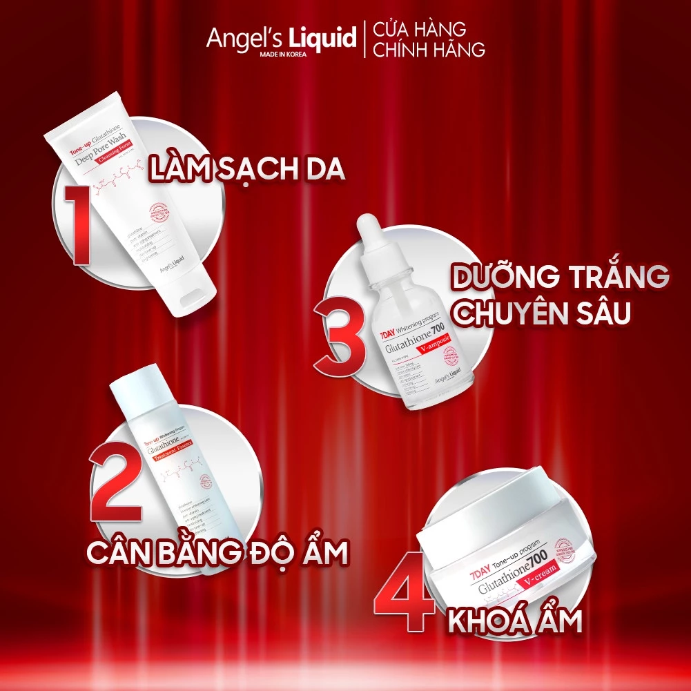 Kem Dưỡng Trắng Da Cấp Ẩm Đa Tầng Angel's Liquid 7 Day Whitening Program Glutathione 700 V-Cream 50ml