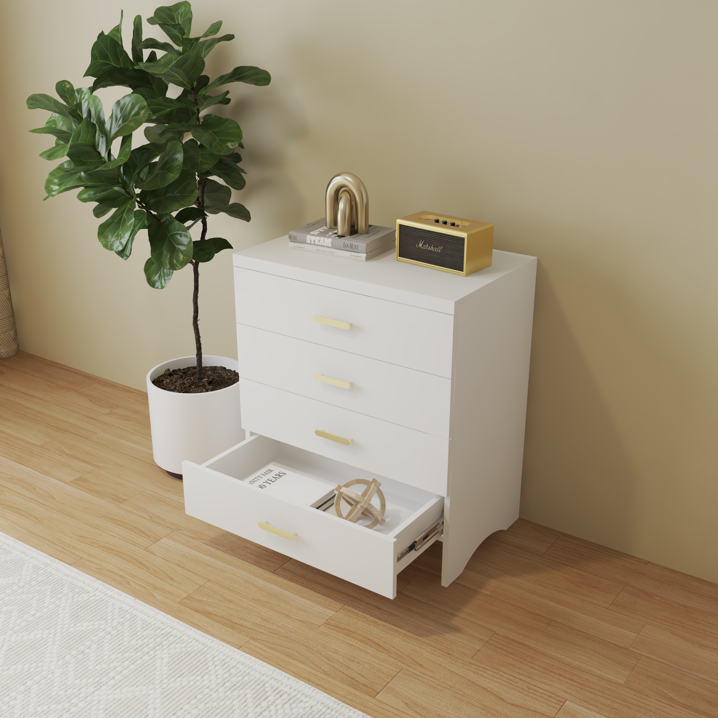 HAPPY FURNITURE , Tủ lưu trữ 4 ngăn kéo - CHEVY, THK_261 , 70cm x 45cm x 82cm DxRxC