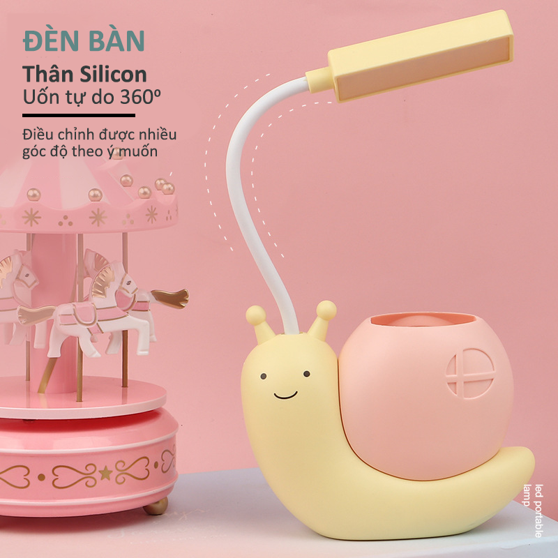Đèn học để bàn trang trí hình ốc sên, sạc USB - K1617