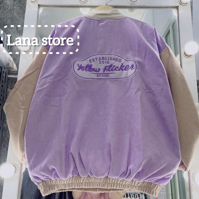Áo Bomber Nhung Gân 2 Lớp - Lót Dù Bên Trong Form rộng Unisex Nam Nữ Couple, Áo Khoác Bomber Bóng Chày Nhung Gân logo thêu YELLOW FLICKER Form Rộng 2 Lớp Unisex Nam Nữ Phong Cách Hàn Quốc Ulzzang
