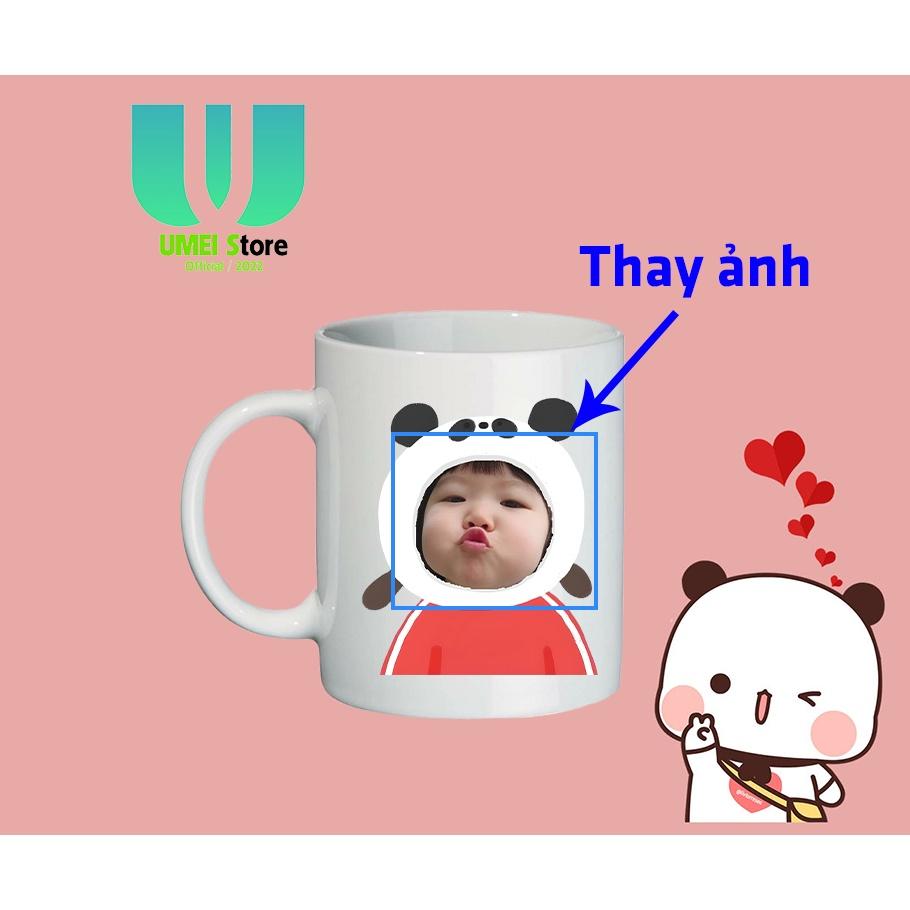 Cốc sứ in hình theo yêu cầu, Cốc Ghép Mặt Dễ Thương cốc tráng men dùng làm quà tặng, uống nước hàng ngày