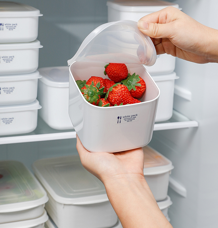 Set 02 hộp đựng thực phẩm chữ nhật White Pack 600ml & 500ml, không sản sinh ra các hoạt chất gây hại trong quá trình sử dụng - nội địa Nhật Bản