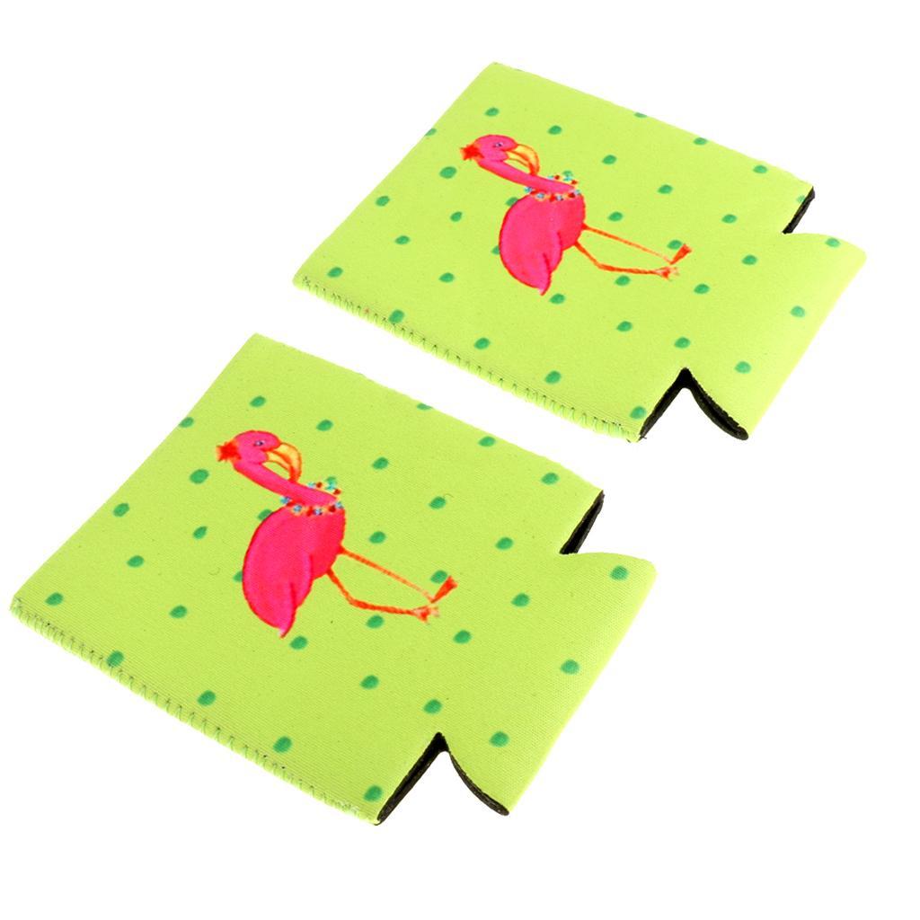 1 Pair of Flamingo Stubby Beer Bottle Tin Can Cooler Sleeve Wedding Favors