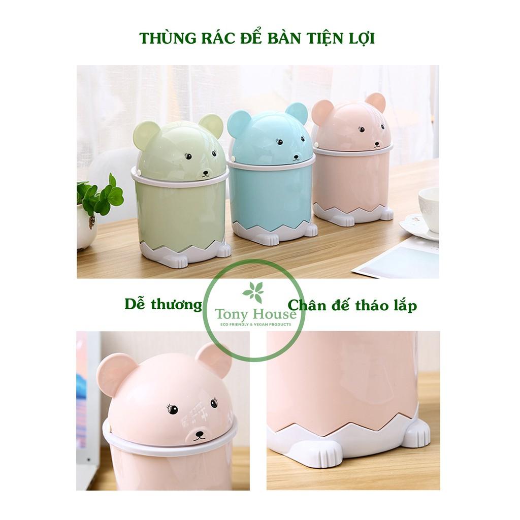 Thùng rác mini để bàn hình gấu dễ thương