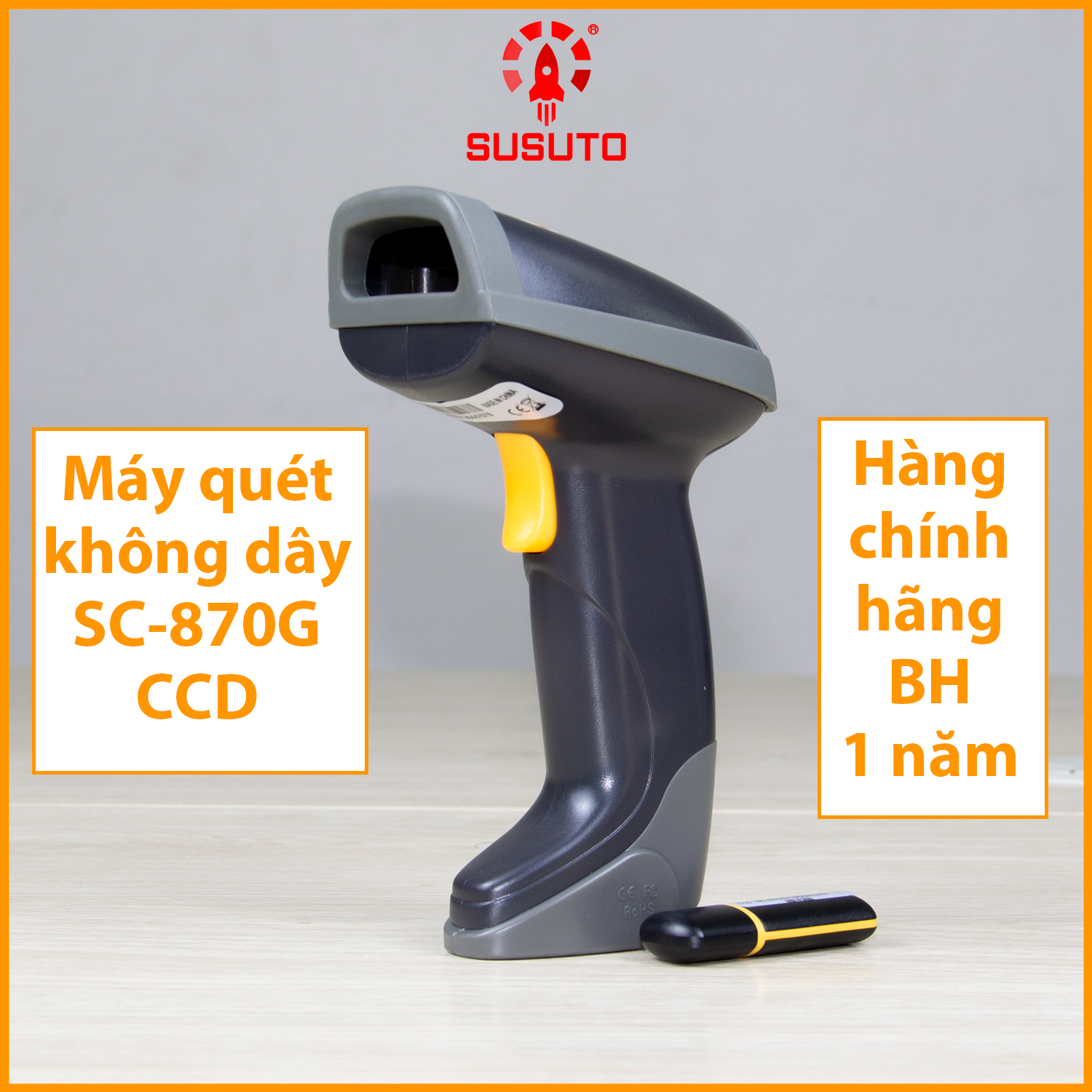 Máy quét mã vạch không dây đơn tia CCD 1D SC-870G - Hàng chính hãng