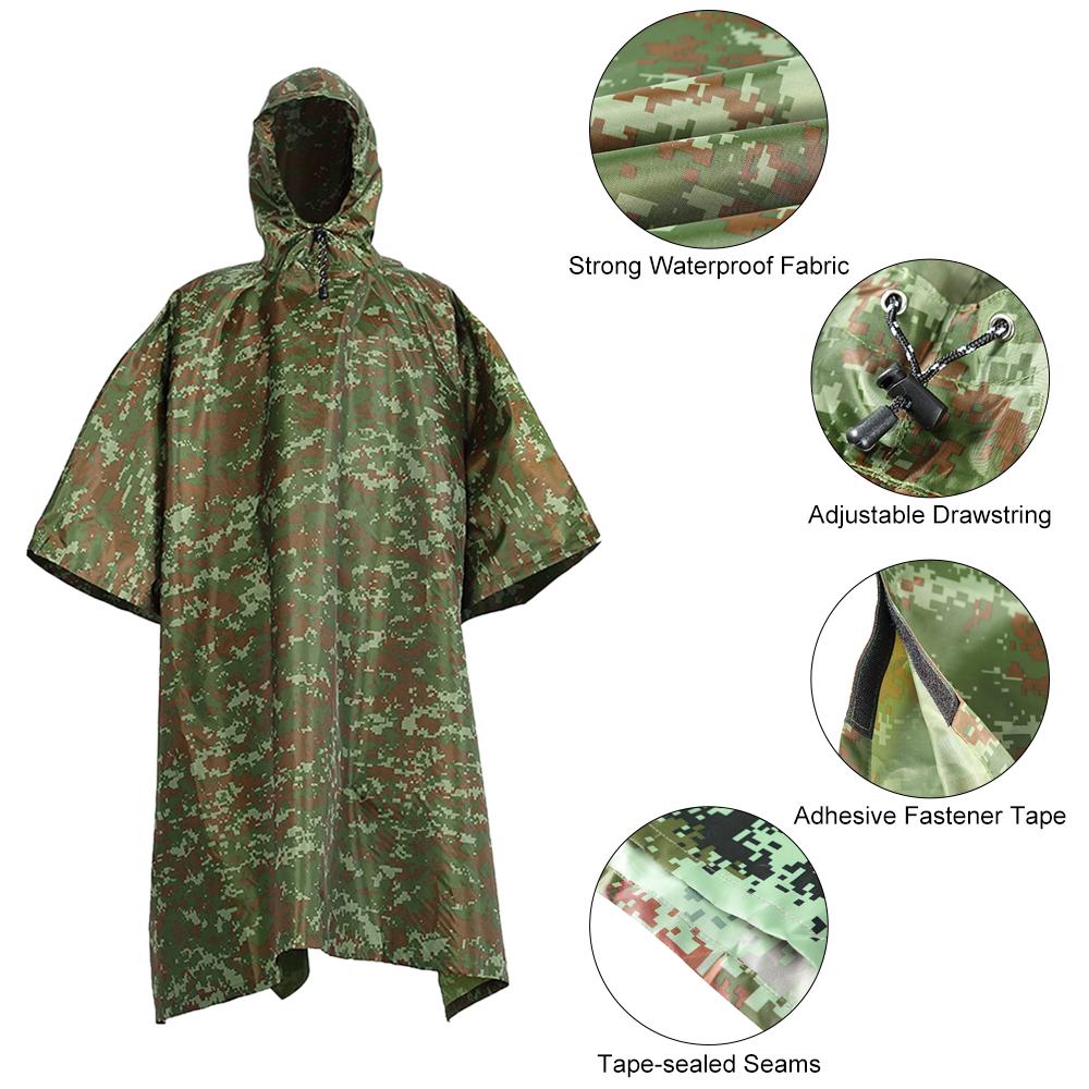 Áo mưa Poncho cắm trại ngoài trời Đi bộ leo núi bằng Vải oxford polyeste 400D độ bền cao