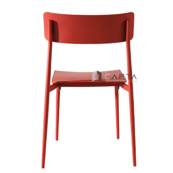 Ghế ăn nhựa chân sắt màu đỏ Cult Chair Nội thất CAPTA Ghế nhựa có lưng hình vuông phong cách Italy hiện đại Ghế cafe tiếp khách xếp chồng