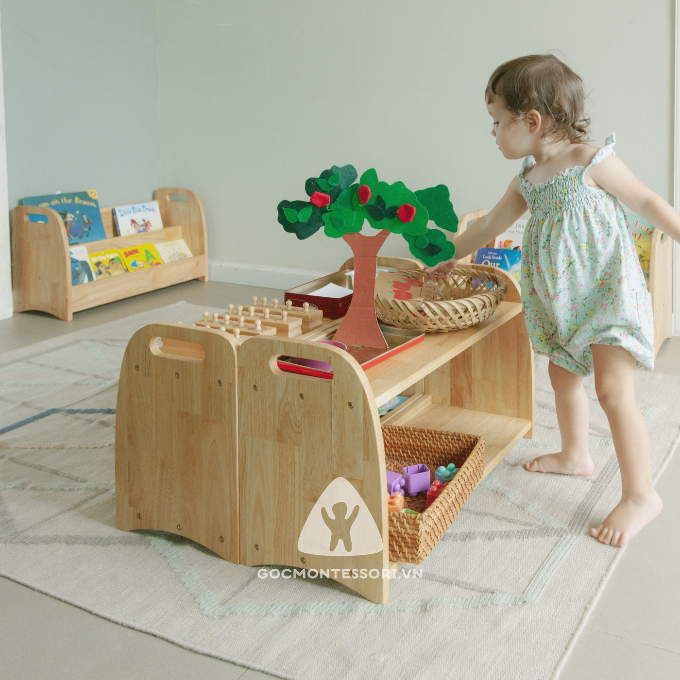 Combo Kệ và Kệ sách Montessori để đồ chơi và sách cho bé