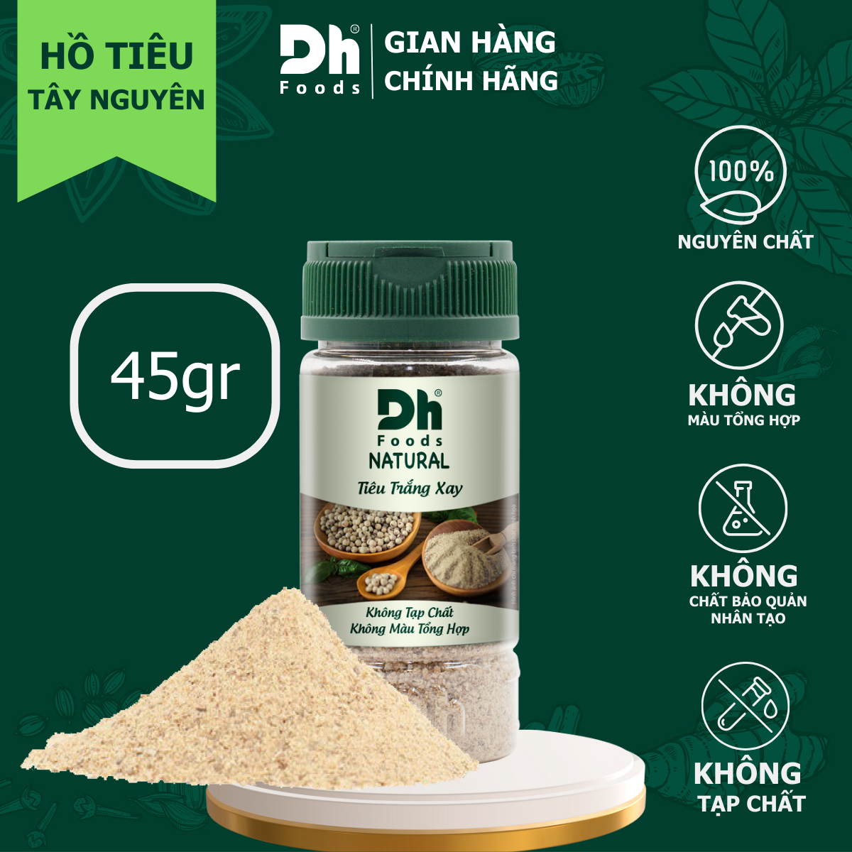 Natural Tiêu Trắng Xay Dh Foods 45GR 