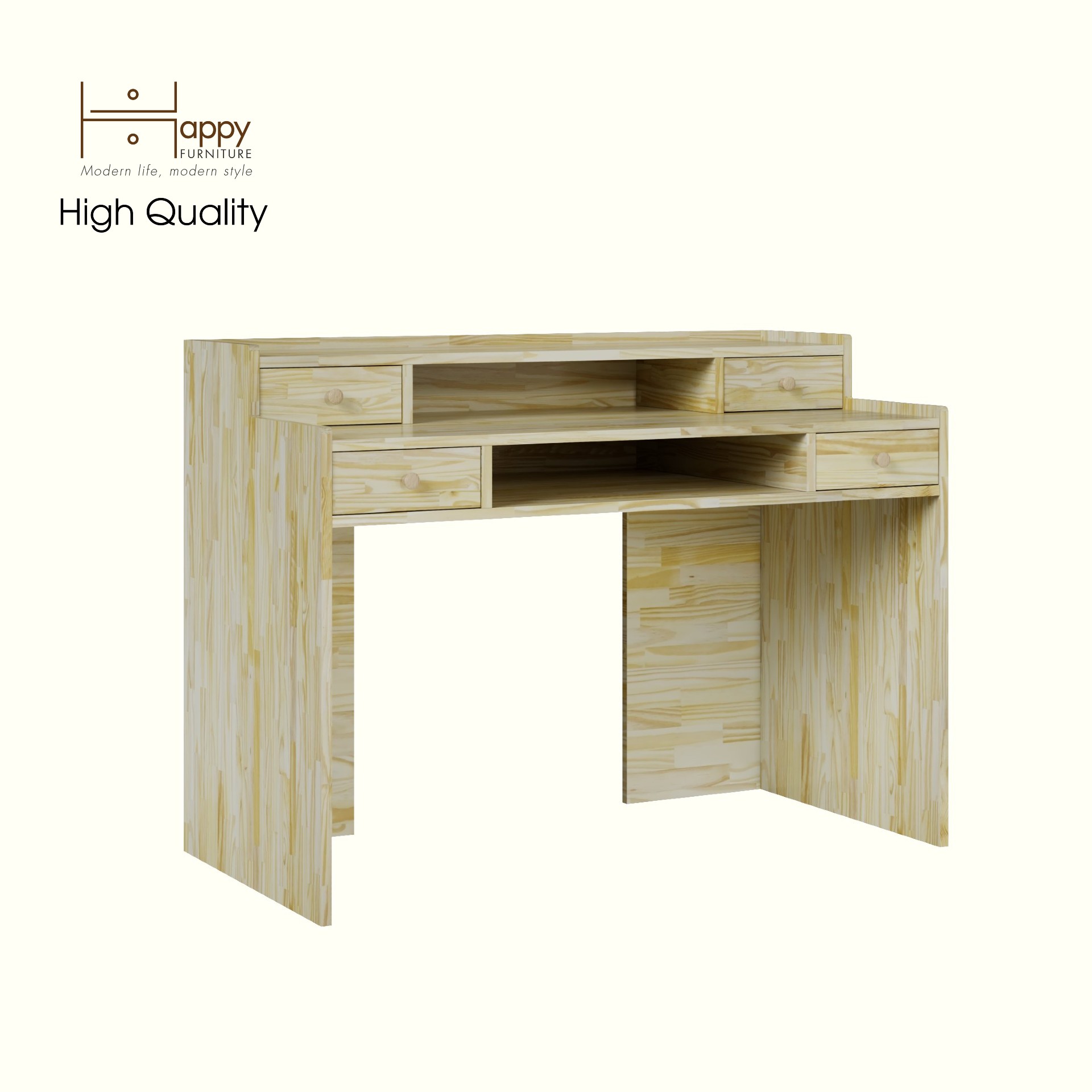 HAPPY FURNITURE , Gỗ tự nhiên , Bàn làm việc 4 ngăn kéo - GAMZE , BAN_104 , 120cm x 59cm x 89cm