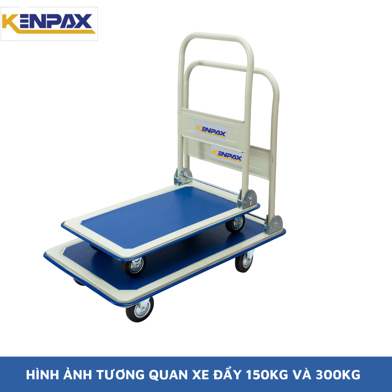 Xe Đẩy, Xe Kéo Hàng Gấp Gọn Sàn Thép 4 Bánh Kenpax Trọng Tải 150kg, 300kg, Bảo Hành 3 Năm