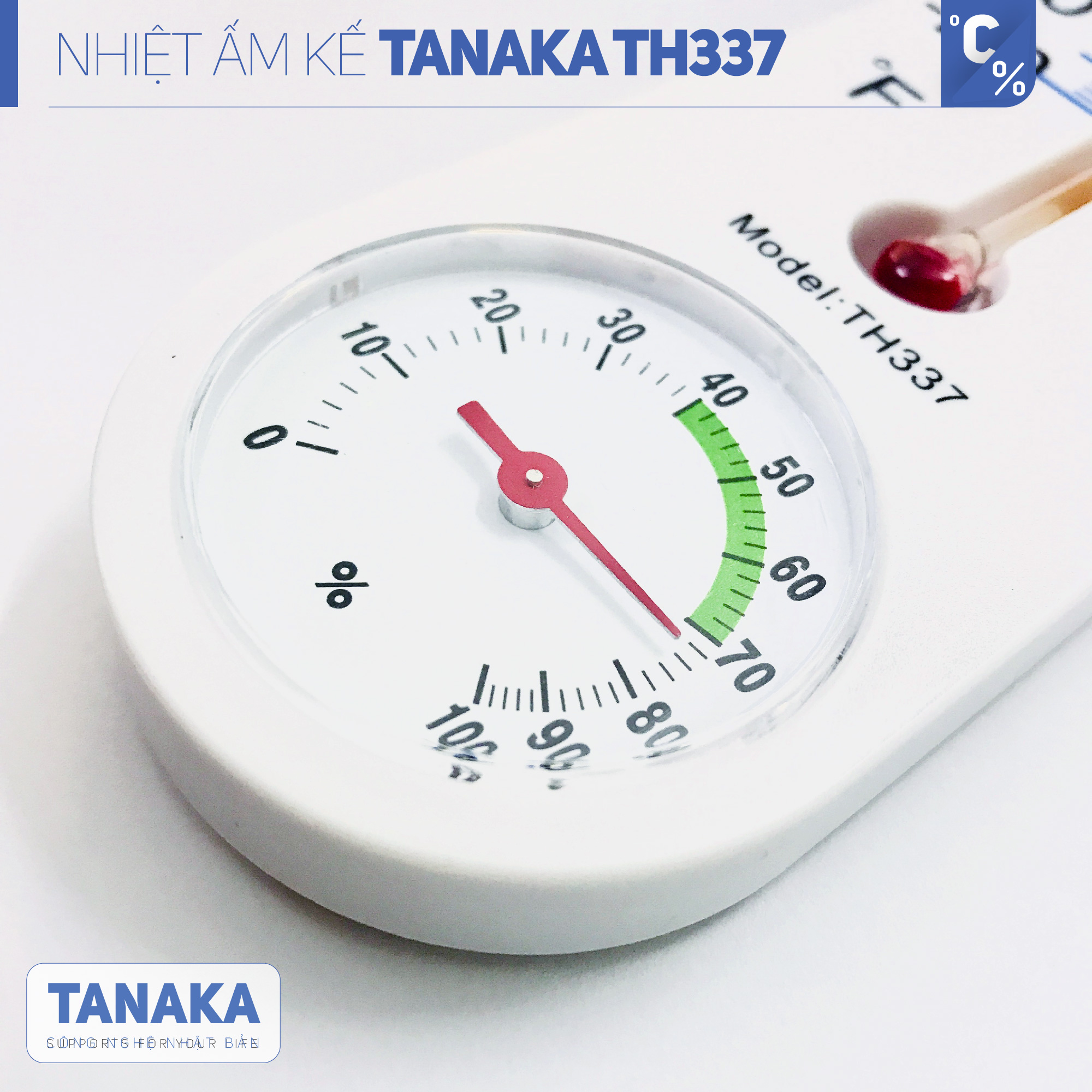 Nhiệt ẩm kế đo nhiệt độ, độ ẩm TANAKA TH337 công nghệ nhật bản, treo tường, dùng cho gia đình, bệnh viện, bền đẹp, Simcom