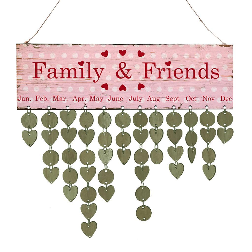 Family friends reminder calendar wooden board plaque hanging decor