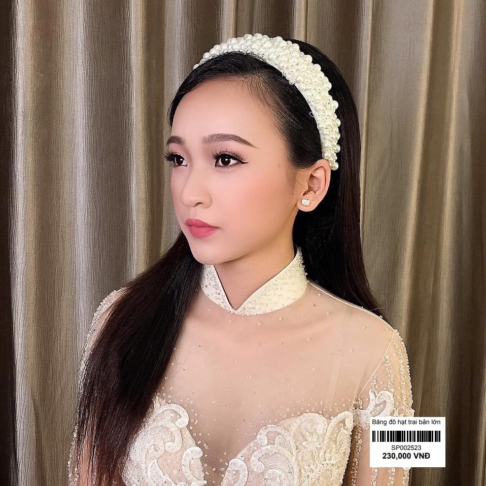 Bộ cài tóc cô dâu voan đính hạt trai mẫu phụ kiện cưới cô dâu mới mua cưới 2019-2020