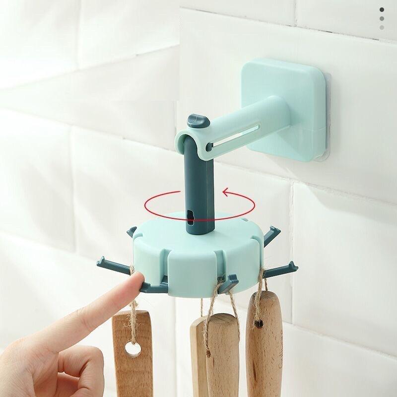 Móc Treo Dán Tường Nhà Bếp Đa Năng Nhiều Cạnh Có Thể Xoay 360 Độ Tiện Dụng