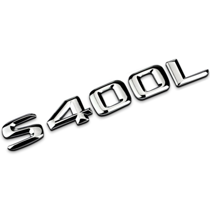 Decal tem chữ S400L dán đuôi xe ô tô - Chất liệu: Hợp kim inox - Màu sắc: Bạc