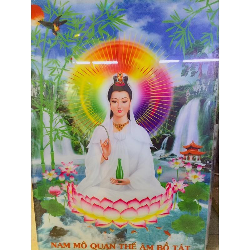 Khung tranh quan âm có đèn led 25x30
